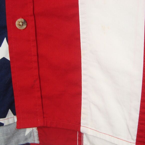 Cotton Traders Sport USA Flag Patriotic Button Front Short Sleeve Shirt Size L - Picture 9 of 9